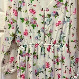 Express Floral Jumpsuit - White and Pink